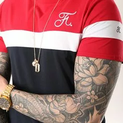 Offres 🔥 Tee 👚 Shirt Tricolore Avec Broderie 008 Bleu Marine Blanc Rouge de Final Club 🛒 -Final Club Soldes final club 127945 final 008 20180828T175724 03