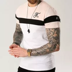 Grosses soldes 👍 Tee 👕 Shirt Tricolore Avec Broderie 009 Blanc Noir Rose de Final Club 🔥 -Final Club Soldes final club 127946 final 009 20180828T175724 02