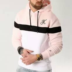 Promo 👏 Sweat Capuche Tricolore Avec Broderie 035 Blanc Noir Rose de Final Club ⭐