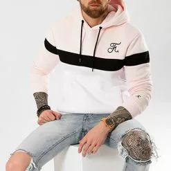 Promo 👏 Sweat Capuche Tricolore Avec Broderie 035 Blanc Noir Rose de Final Club ⭐ -Final Club Soldes final club 127957 final 035 20180828T175724 05
