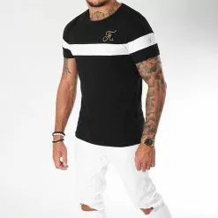 Promo ❤️ Tee 👕 Shirt Gold Label Bicolore Avec Broderie Or 106 Blanc Noir de Final Club 😍 -Final Club Soldes final club 157796 FINAL 106 20181116T123155 03