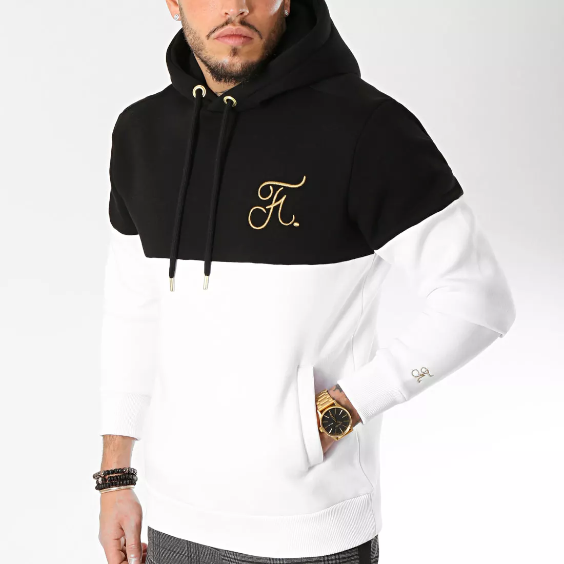 Acheter ⭐ Sweat Capuche Gold Label Bicolore Avec Broderie Or 109 Noir Blanc de Final Club 🤩 2 Acheter ⭐ Sweat Capuche Gold Label Bicolore Avec Broderie Or 109 Noir Blanc de Final Club 🤩