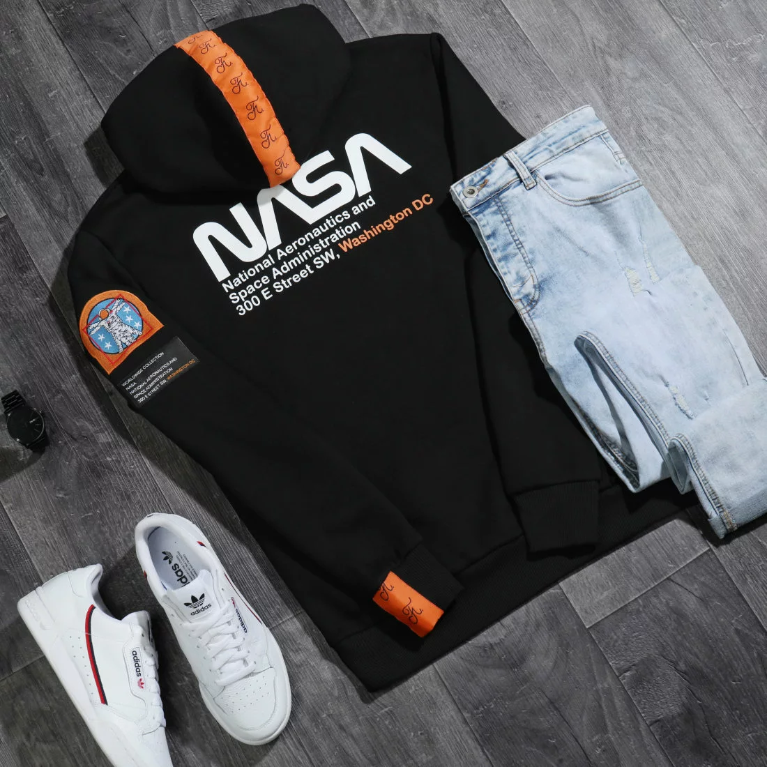 Meilleure vente 😉 Sweat Capuche Space Exploration Avec Patchs Et Broderie 287 Noir de Final Club ✔️ 6 Meilleure vente 😉 Sweat Capuche Space Exploration Avec Patchs Et Broderie 287 Noir de Final Club ✔️ – Image 4