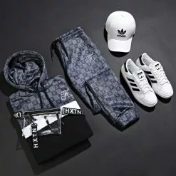 Tout neuf 😍 Pantalon Jogging Damier Avec Broderie 317 Noir Gris de Final Club 😍 -Final Club Soldes final club 203753 FINAL 317 20200220T134342 07