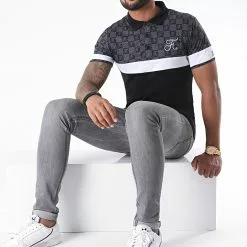 Promo 😍 Polo Damier Tricolore Avec Broderie 381 Noir Gris de Final Club ⌛ -Final Club Soldes final club 219418 FINAL 381 20200721T143156 04