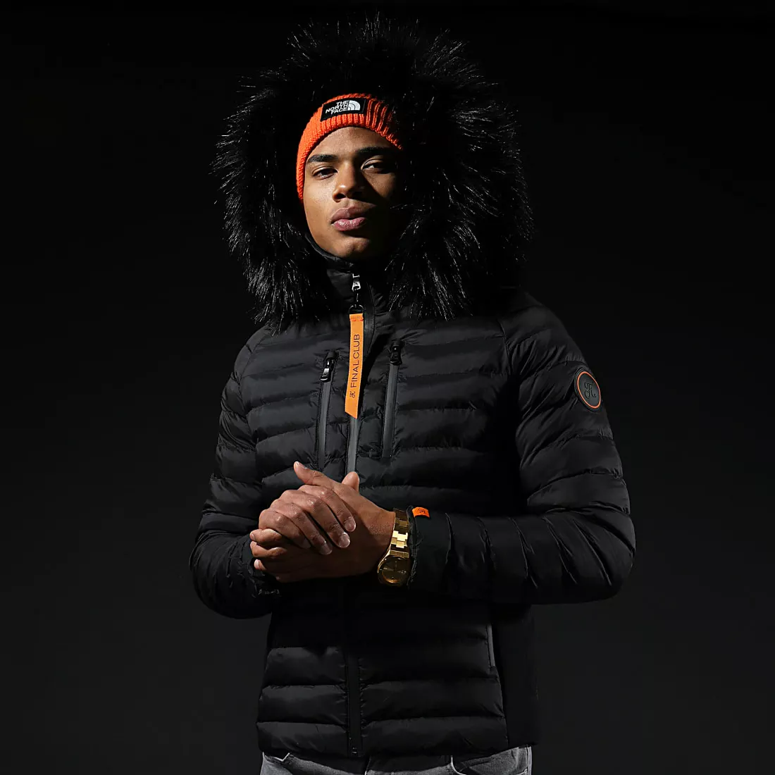 Sortie 😀 Doudoune Capuche Premium Tech Fourrure Noir Orange de Final Club ⌛ 7 Sortie 😀 Doudoune Capuche Premium Tech Fourrure Noir Orange de Final Club ⌛ – Image 5