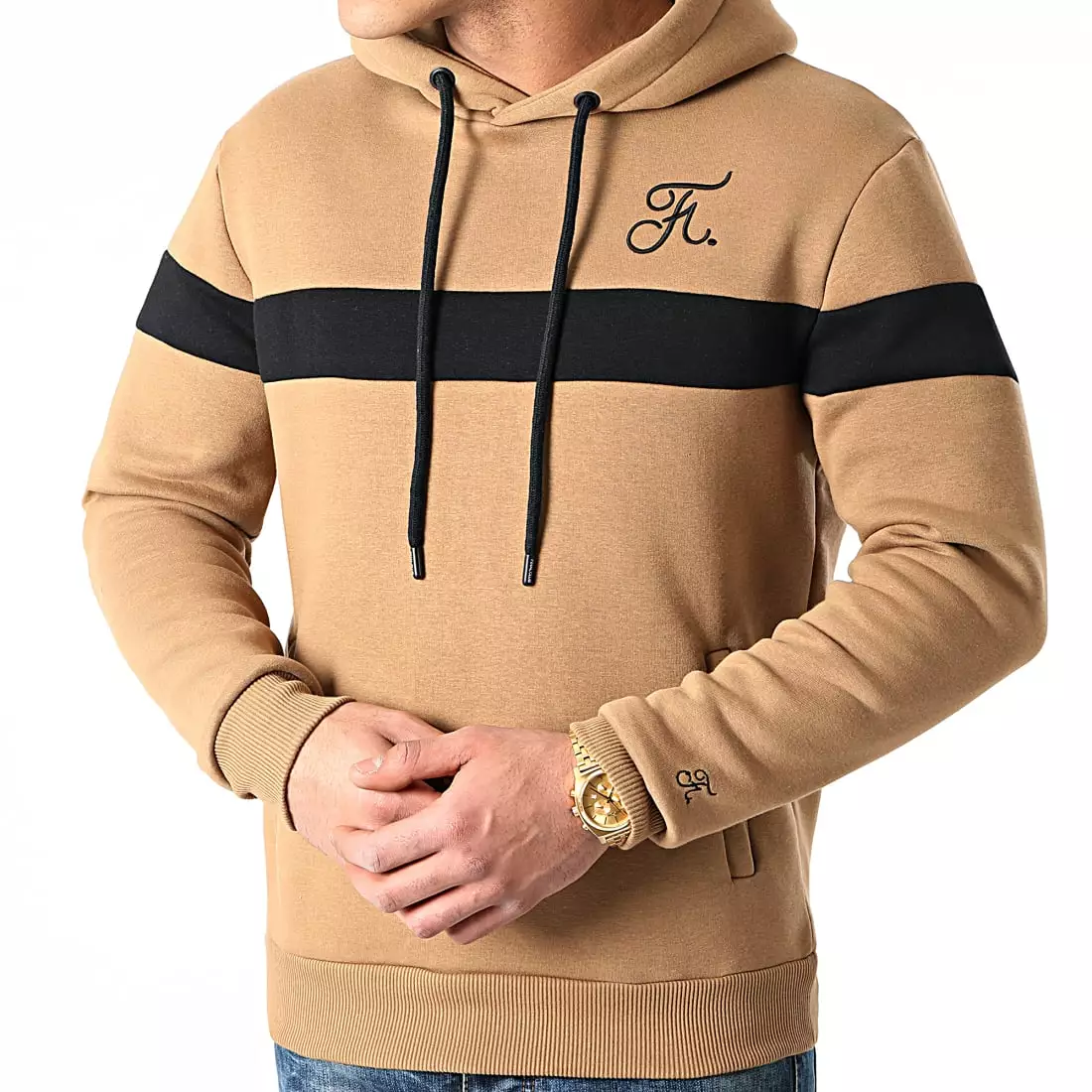 Bon marché 🧨 Sweat Capuche Bicolore Avec Broderie 445 Noir Camel de Final Club ⌛ 3 Bon marché 🧨 Sweat Capuche Bicolore Avec Broderie 445 Noir Camel de Final Club ⌛