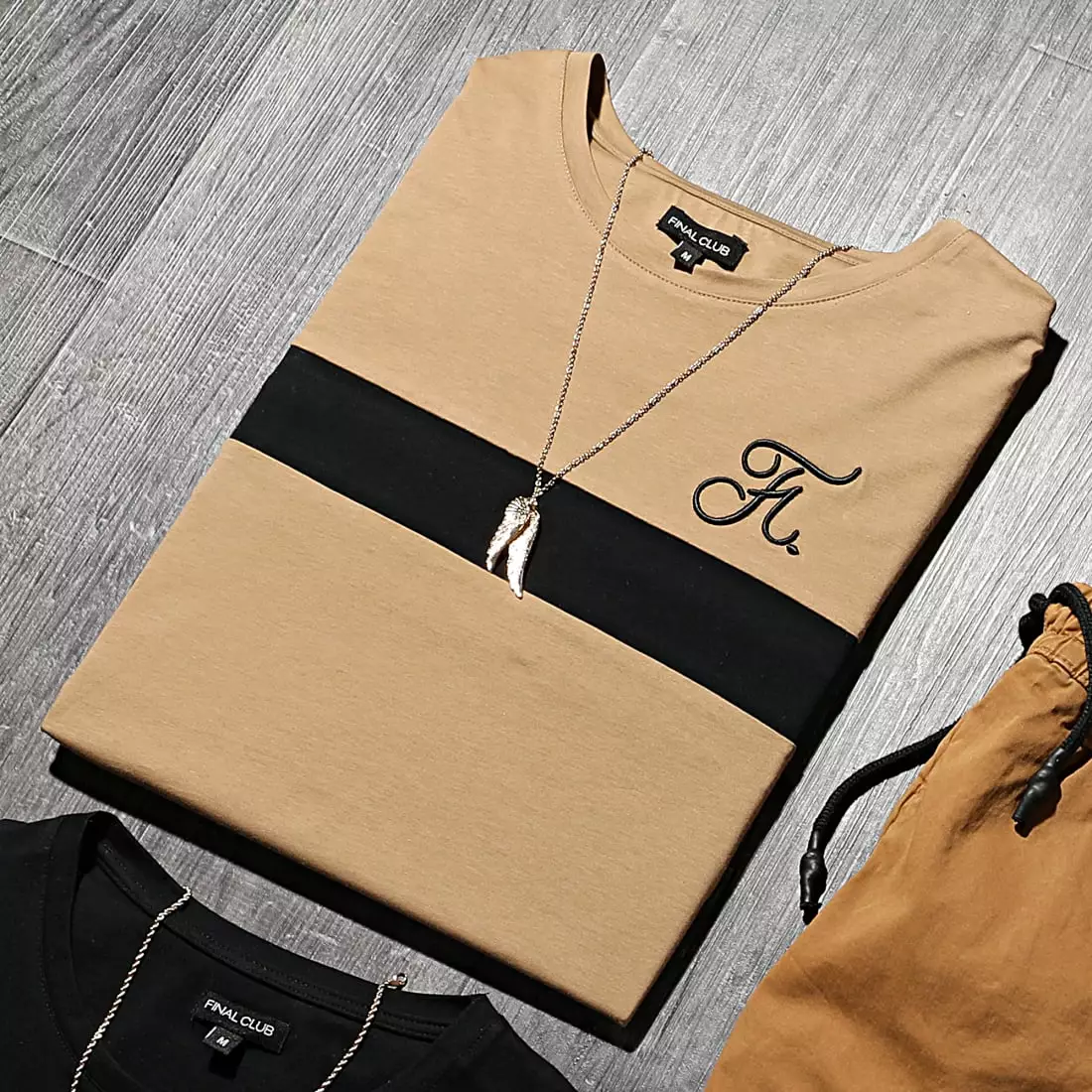 Bon marché 🔥 Tee 👕 Shirt Bicolore Avec Broderie 441 Noir Camel de Final Club ✨ 5 Bon marché 🔥 Tee 👕 Shirt Bicolore Avec Broderie 441 Noir Camel de Final Club ✨ – Image 3