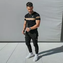 Offres 🎉 Tee 👕 Shirt Bicolore Avec Broderie 442 Camel Noir de Final Club 🔥 -Final Club Soldes final club 246271 FINAL 442 TPDT 20210721T151948 05