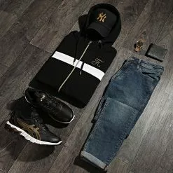 Vente flash 👍 Sweat Capuche Zippé Avec Broderie 519 Blanc Noir Doré de Final Club 👍 -Final Club Soldes final club 247072 FINAL 519 20210301T141456 05