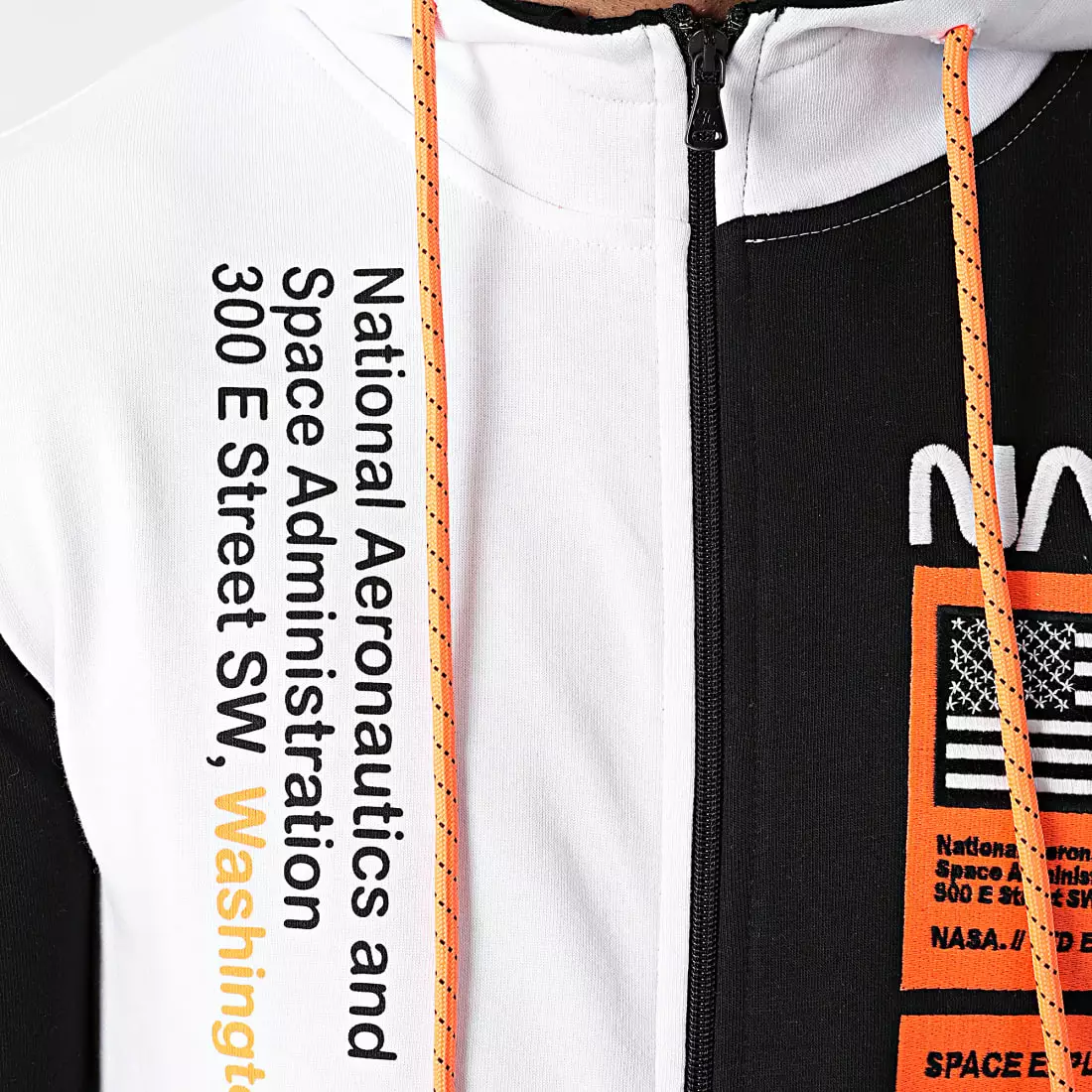 Remise 🥰 Sweat Zippé Capuche Nasa Half Limited Edition 563 Noir Blanc Détails Orange Fluo de Final Club 🔔 5 Remise 🥰 Sweat Zippé Capuche Nasa Half Limited Edition 563 Noir Blanc Détails Orange Fluo de Final Club 🔔 – Image 3