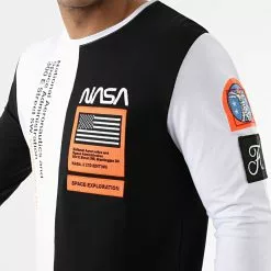 Meilleure vente ⌛ Tee 👕 Shirt Manches Longues Nasa Half Limited Edition Noir Blanc Détails Orange Fluo de Final Club 😉 -Final Club Soldes final club 249674 FINAL 567 20210319T083921 02