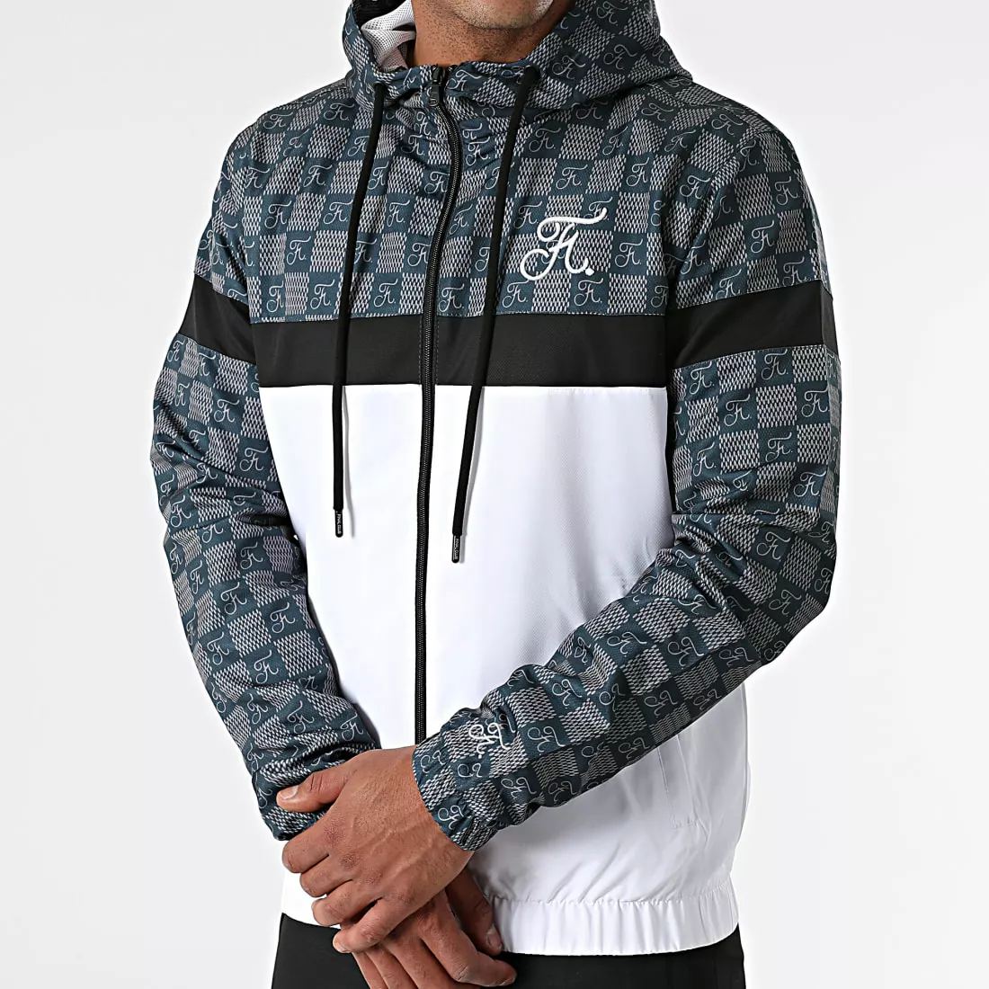 Sortie 🧨 Ensemble De Survêtement Damier Tricolore Avec Broderie 461 Blanc Gris Noir de Final Club 😍 3 Sortie 🧨 Ensemble De Survêtement Damier Tricolore Avec Broderie 461 Blanc Gris Noir de Final Club 😍 – Image 2