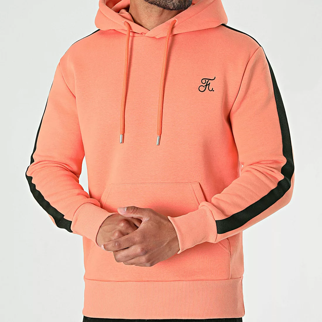 Remise 👏 Sweat Capuche Premium A Bande 632 Orange Pastel de Final Club ✨ 3 Remise 👏 Sweat Capuche Premium A Bande 632 Orange Pastel de Final Club ✨