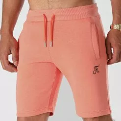 Grosses soldes ❤️ Short Jogging Premium Avec Broderie 640 Orange Pastel de Final Club ✨