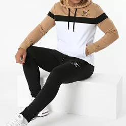 Budget ✨ Ensemble de Survetement Tricolore Avec Broderie 589 Blanc Noir Camel de Final Club 😉