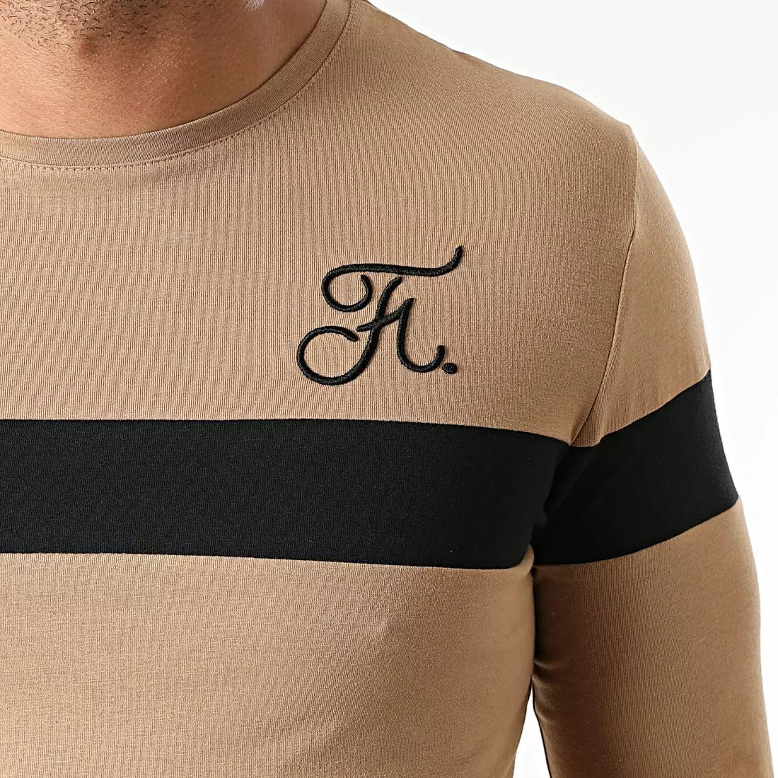 Meilleur prix 🌟 Tee 👚 Shirt Manches Longues Bicolore Avec Broderie 781 Camel Noir de Final Club 💯 4 Meilleur prix 🌟 Tee 👚 Shirt Manches Longues Bicolore Avec Broderie 781 Camel Noir de Final Club 💯 – Image 2