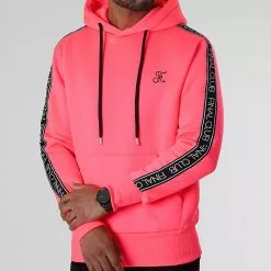 Offres ❤️ Sweat Capuche Premium A Bandes 725 Rose Fluo de Final Club ✨