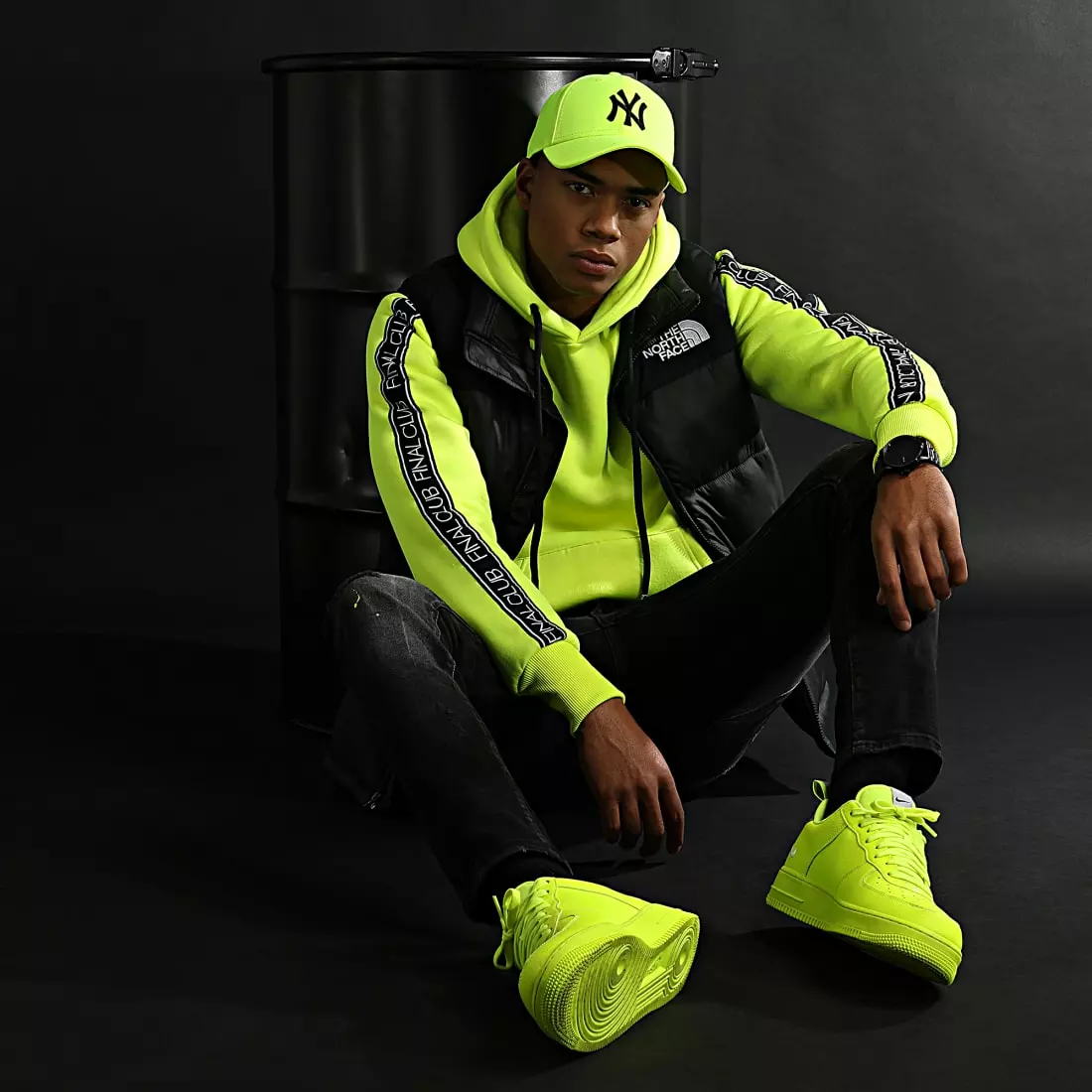 Promo 😀 Sweat Capuche Premium A Bandes 726 Jaune Fluo de Final Club 🛒 5 Promo 😀 Sweat Capuche Premium A Bandes 726 Jaune Fluo de Final Club 🛒 – Image 3
