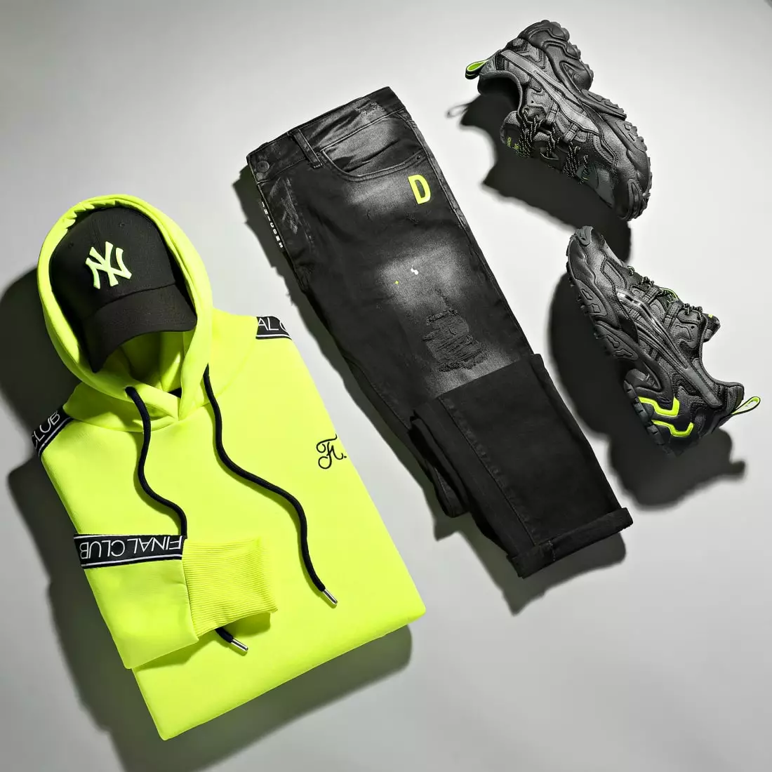 Promo 😀 Sweat Capuche Premium A Bandes 726 Jaune Fluo de Final Club 🛒 7 Promo 😀 Sweat Capuche Premium A Bandes 726 Jaune Fluo de Final Club 🛒 – Image 5