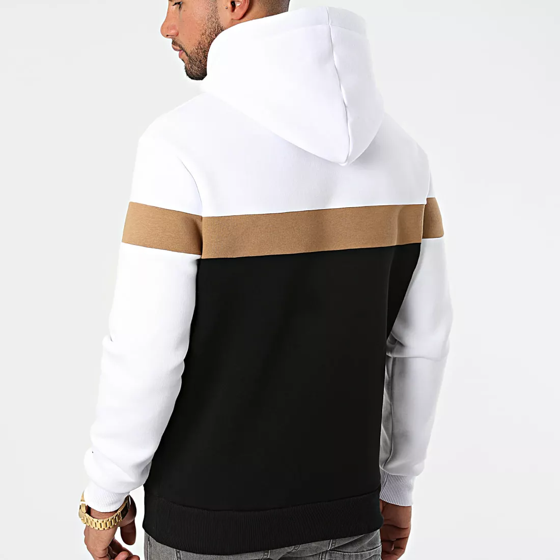 Offres 🧨 Sweat Capuche Tricolore Avec Broderie 444 Blanc Camel Noir de Final Club 👍 6 Offres 🧨 Sweat Capuche Tricolore Avec Broderie 444 Blanc Camel Noir de Final Club 👍 – Image 4