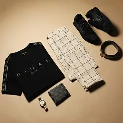 Promo 🎁 Tee 👕 Shirt A Bandes Logo Premium Fit 774 Noir Doré de Final Club 💯 -Final Club Soldes final club 283970 FINAL 774 20211110T084137 03