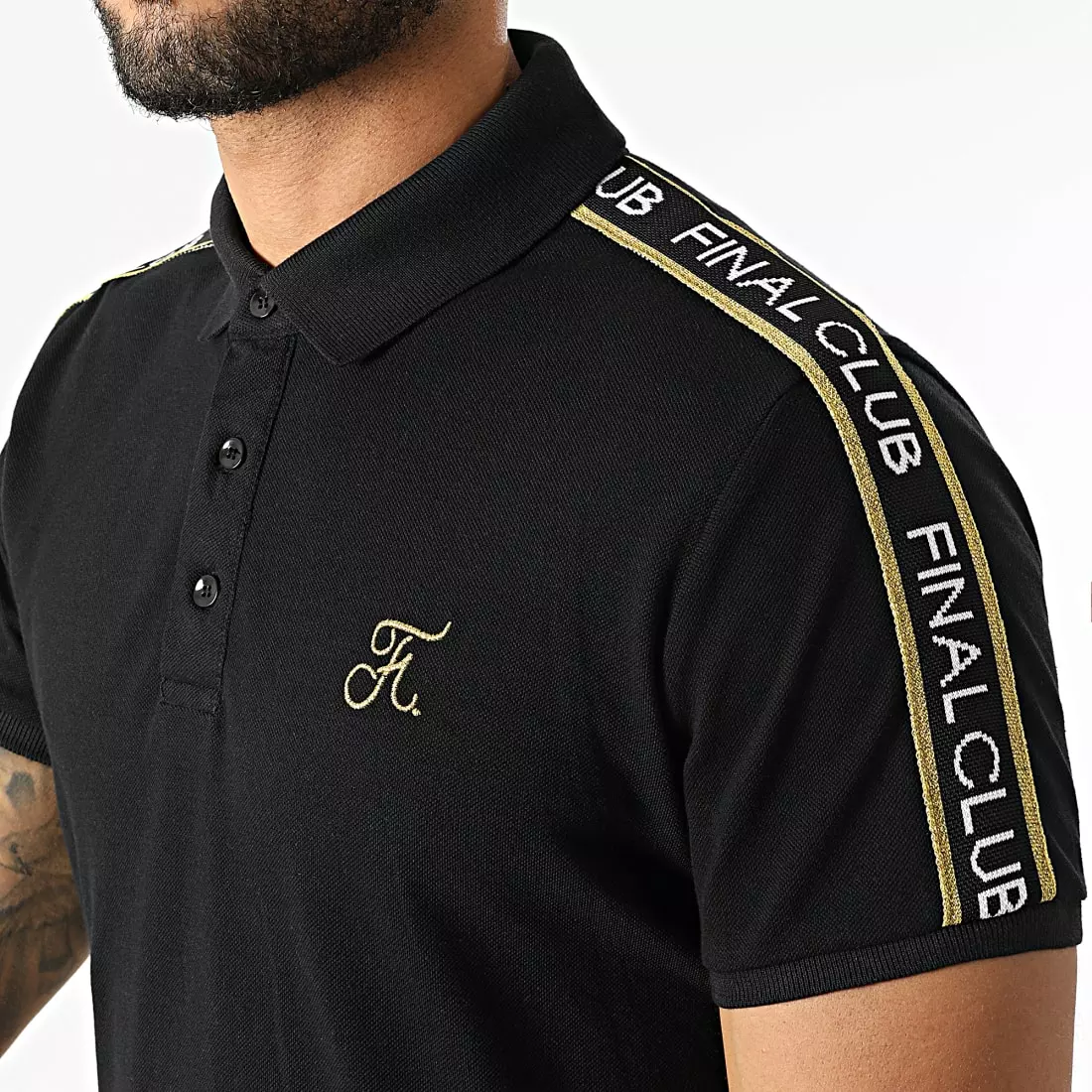 Meilleure affaire ✨ Polo Manches Courtes Luxury Edition A Bandes Avec Broderie Or 787 Noir de Final Club 🔔 4 Meilleure affaire ✨ Polo Manches Courtes Luxury Edition A Bandes Avec Broderie Or 787 Noir de Final Club 🔔 – Image 3