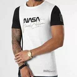 Vente flash 👍 Tee 👕 Shirt Nasa Final Edition Noir Blanc Détails Or de Final Club ❤️