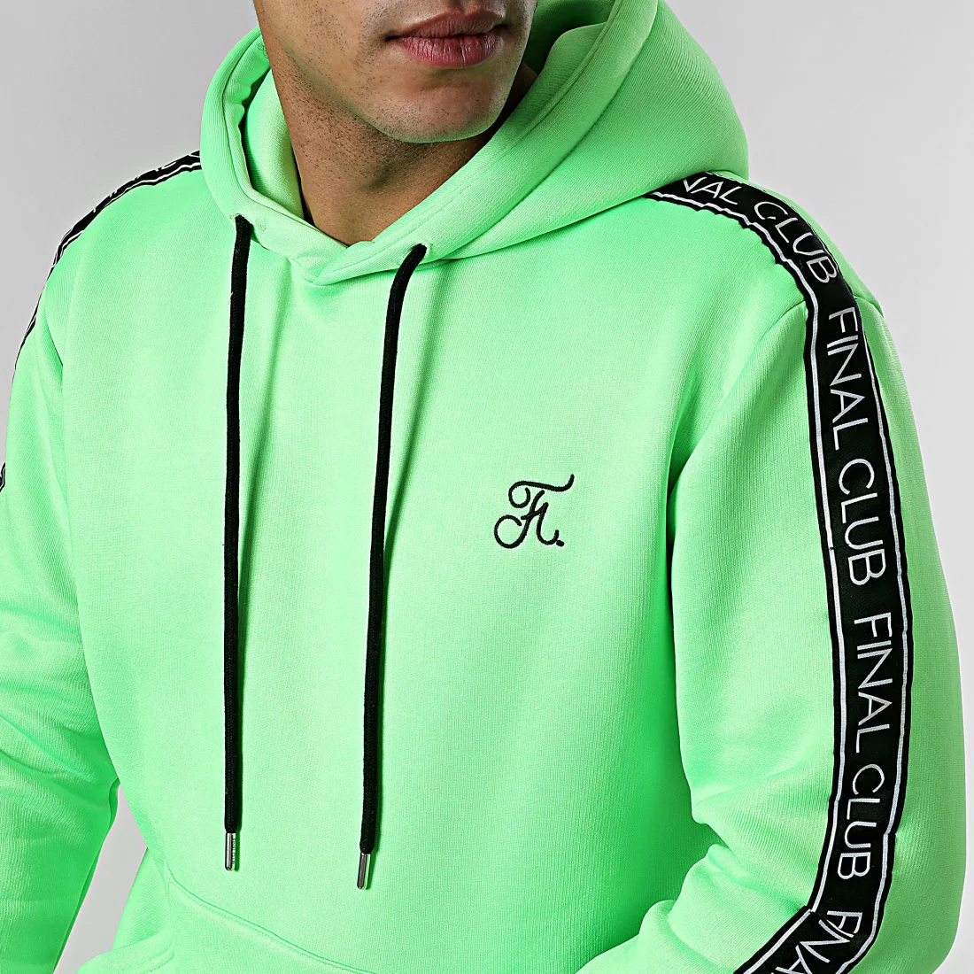 Sortie ⭐ Sweat Capuche Premium A Bandes 727 Vert Fluo de Final Club ✨ 4 Sortie ⭐ Sweat Capuche Premium A Bandes 727 Vert Fluo de Final Club ✨ – Image 2