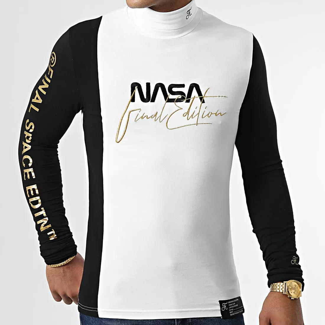 De gros 🛒 Tee 👚 Shirt Col Roulé Manches Longues Final Edition 845 Noir Blanc Détails Or de Final Club 🔔 3 De gros 🛒 Tee 👚 Shirt Col Roulé Manches Longues Final Edition 845 Noir Blanc Détails Or de Final Club 🔔