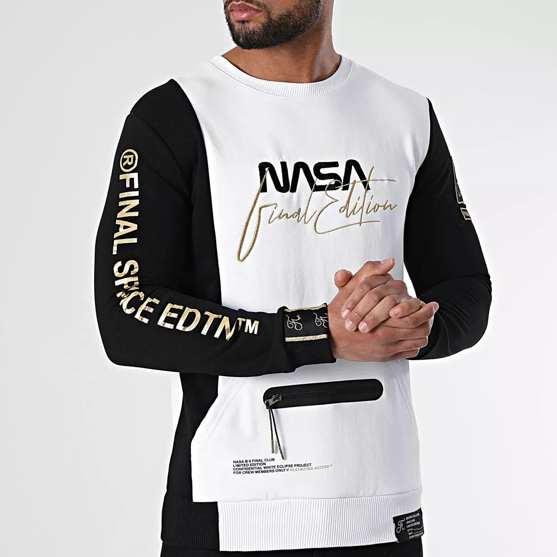 Meilleure affaire 🧨 Sweat Crewneck Nasa Final Edition 844 Noir Blanc Détails Or de Final Club 🥰 5 Meilleure affaire 🧨 Sweat Crewneck Nasa Final Edition 844 Noir Blanc Détails Or de Final Club 🥰 – Image 3