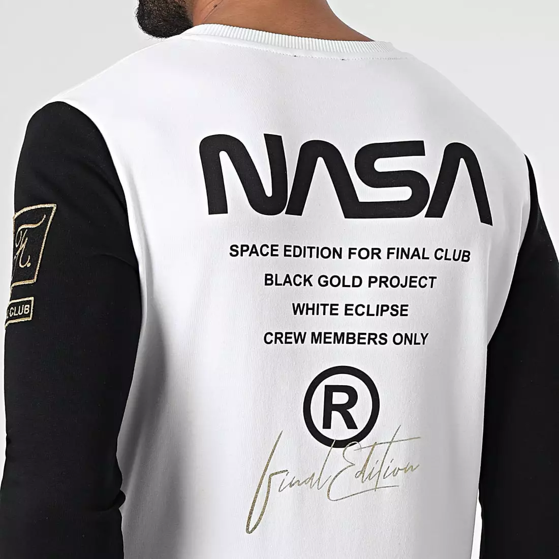 Meilleure affaire 🧨 Sweat Crewneck Nasa Final Edition 844 Noir Blanc Détails Or de Final Club 🥰 6 Meilleure affaire 🧨 Sweat Crewneck Nasa Final Edition 844 Noir Blanc Détails Or de Final Club 🥰 – Image 4