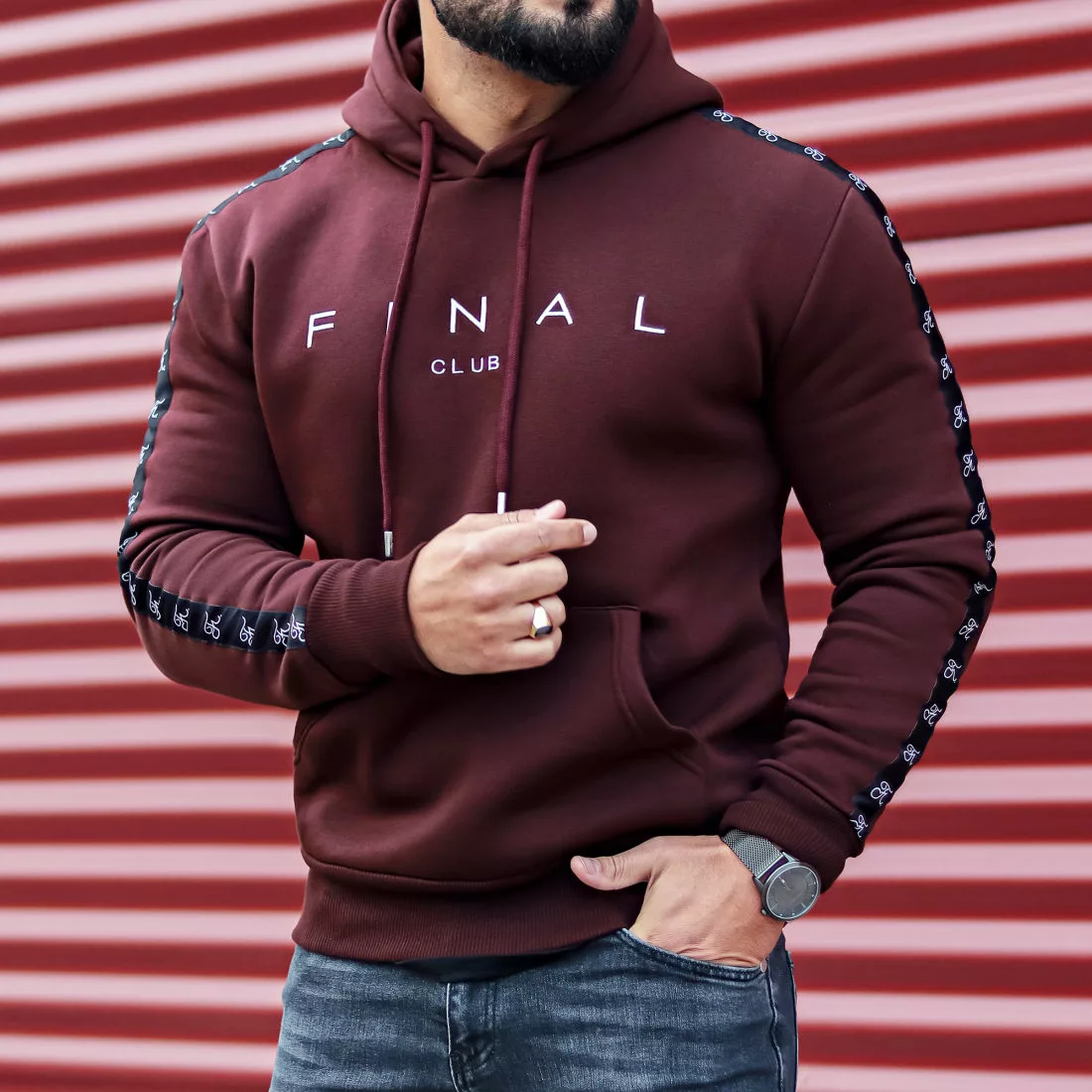 Meilleur prix 🎁 Sweat Capuche A Bandes Avec Broderie 855 Bordeaux de Final Club 🥰 7 Meilleur prix 🎁 Sweat Capuche A Bandes Avec Broderie 855 Bordeaux de Final Club 🥰 – Image 5