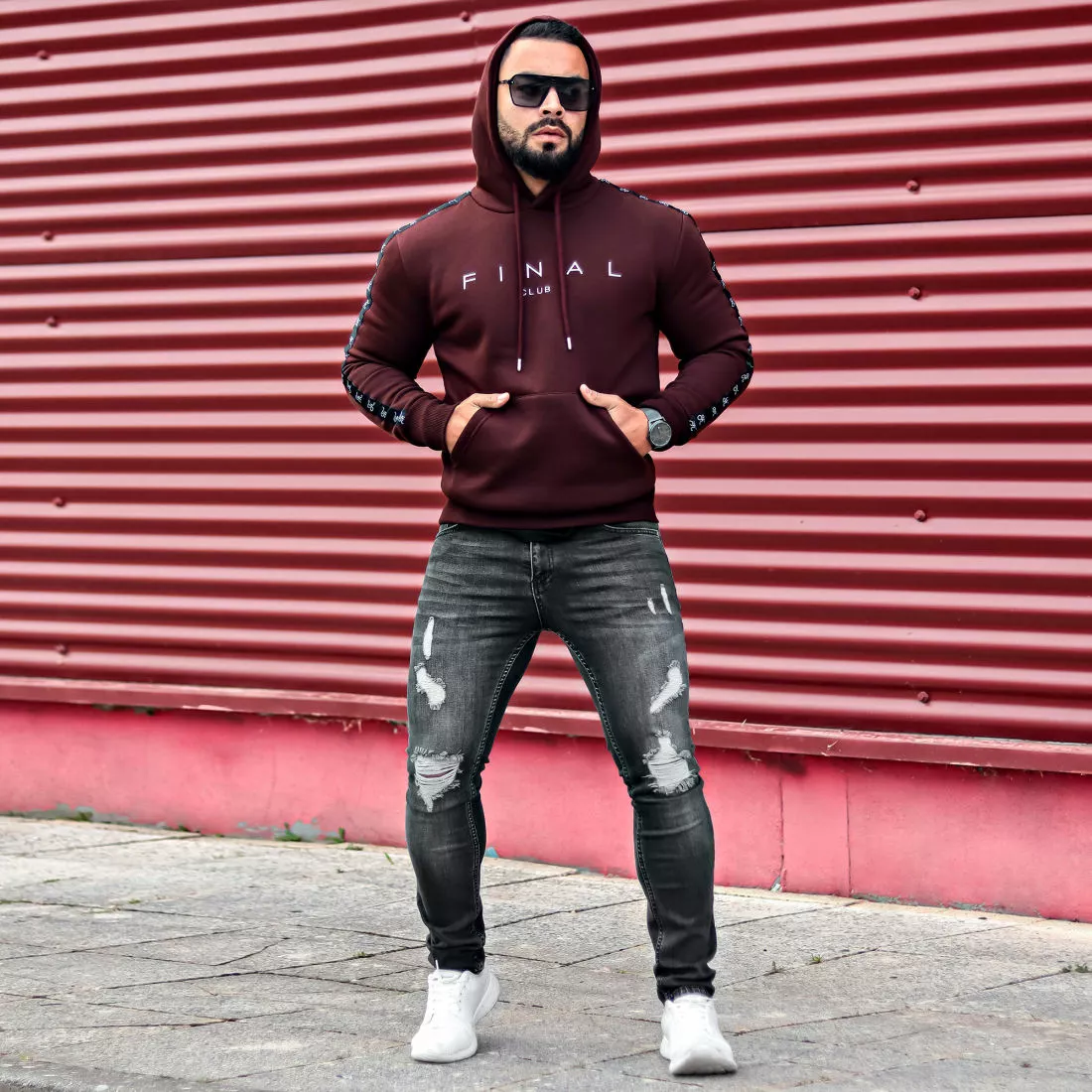 Meilleur prix 🎁 Sweat Capuche A Bandes Avec Broderie 855 Bordeaux de Final Club 🥰 8 Meilleur prix 🎁 Sweat Capuche A Bandes Avec Broderie 855 Bordeaux de Final Club 🥰 – Image 6