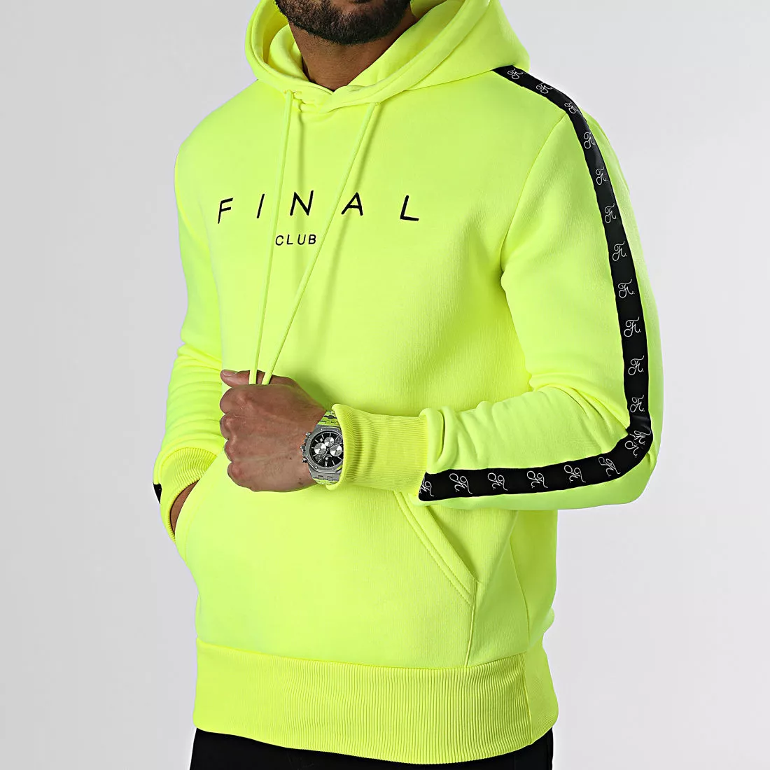 Grosses soldes 🥰 Sweat Capuche A Bandes Avec Broderie 839 Jaune Fluo de Final Club ❤️ 4 Grosses soldes 🥰 Sweat Capuche A Bandes Avec Broderie 839 Jaune Fluo de Final Club ❤️ – Image 2