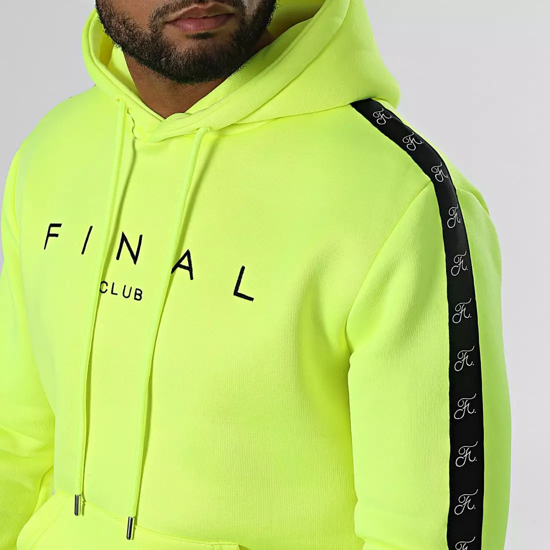 Grosses soldes 🥰 Sweat Capuche A Bandes Avec Broderie 839 Jaune Fluo de Final Club ❤️ 5 Grosses soldes 🥰 Sweat Capuche A Bandes Avec Broderie 839 Jaune Fluo de Final Club ❤️ – Image 3