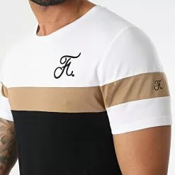 Acheter 🔥 Tee 👕 Shirt Tricolore Avec Broderie 440 Blanc Camel Noir de Final Club 😀 -Final Club Soldes final club 296705 FINAL 440 20220119T081629 02
