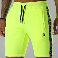 Meilleure vente ✔️ Short Jogging Premium A Bandes 888 Jaune Fluo de Final Club ✔️