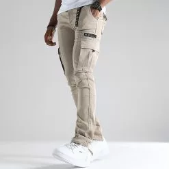 Meilleure vente 🔥 Pantalon Cargo Skinny Fit 943 Beige de Final Club 😀