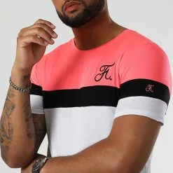 Promo 👍 Tee 👕 Shirt Tricolore Avec Broderie 950 Rose Fluo Noir Blanc de Final Club ✨ -Final Club Soldes final club 305548 FINAL 950 20220503T153642 02