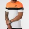Budget 🎁 Tee 👕 Shirt Tricolore Avec Broderie 951 Orange Fluo Noir Blanc de Final Club 🧨