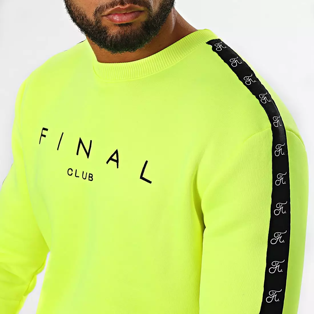 Le moins cher 🥰 Sweat Crewneck A Bandes Avec Broderie 957 Jaune Fluo de Final Club 🌟 4 Le moins cher 🥰 Sweat Crewneck A Bandes Avec Broderie 957 Jaune Fluo de Final Club 🌟 – Image 2