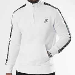 Vente flash ✔️ Sweat Col Zippé Premium A Bandes 835 Blanc de Final Club 🔥 -Final Club Soldes final club 306012 FINAL 835 20220513T150406 01
