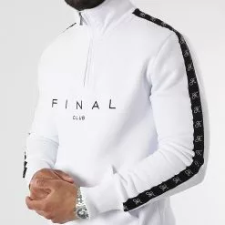 Le moins cher 💯 Sweat Col Zippé A Bandes Avec Broderie 964 Blanc de Final Club 🛒 -Final Club Soldes final club 306017 FINAL 964 20220503T153802 03