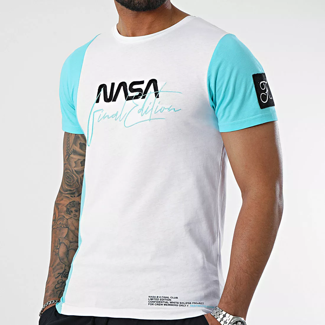 Nouveau ๐ Tee ๐ Shirt Nasa Final Edition 973 Blanc Bleu Pastel de Final Club ๐ 3 Nouveau ๐ Tee ๐ Shirt Nasa Final Edition 973 Blanc Bleu Pastel de Final Club ๐