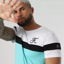 Acheter ✨ Tee 👚 Shirt Tricolore Avec Broderie 977 Blanc Noir Bleu Pastel de Final Club 🌟 -Final Club Soldes final club 307071 FINAL 977 20220506T140432 02