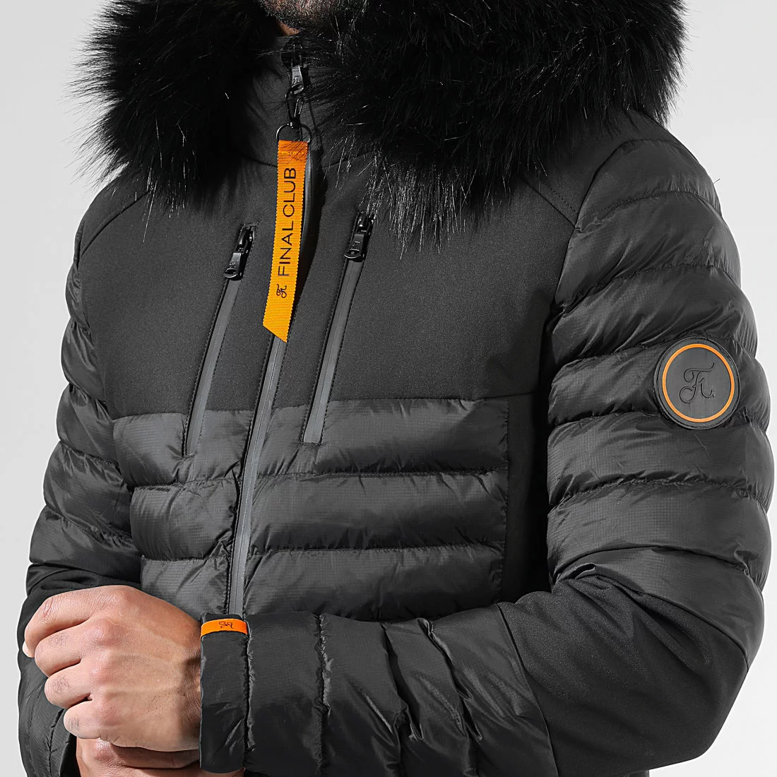 Grosses soldes 👍 Doudoune Night Shark Noir Orange Avec Fourrure Noire 0014 Noir de Final Club 😀 4 Grosses soldes 👍 Doudoune Night Shark Noir Orange Avec Fourrure Noire 0014 Noir de Final Club 😀 – Image 2