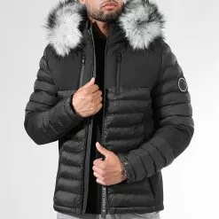 Offres 🔥 Doudoune Night Shark Avec Fourrure Grise 0022 Noir de Final Club ⌛