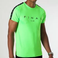 Promo ✔️ Tee 👚 Shirt A Bandes Logo Premium Fit 1010 Vert Fluo de Final Club 👏 -Final Club Soldes final club 319648 FINAL 1010 20220805T150722 01