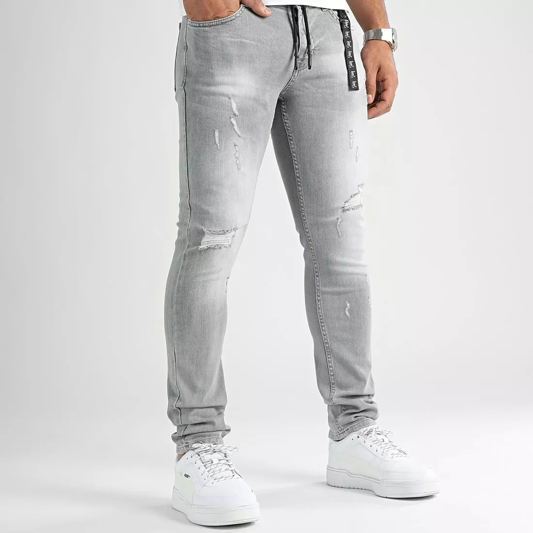 Grosses soldes 👍 Jean Slim Fit Avec Destroy 954 Denim Gris de Final Club 🌟 5 Grosses soldes 👍 Jean Slim Fit Avec Destroy 954 Denim Gris de Final Club 🌟 – Image 3